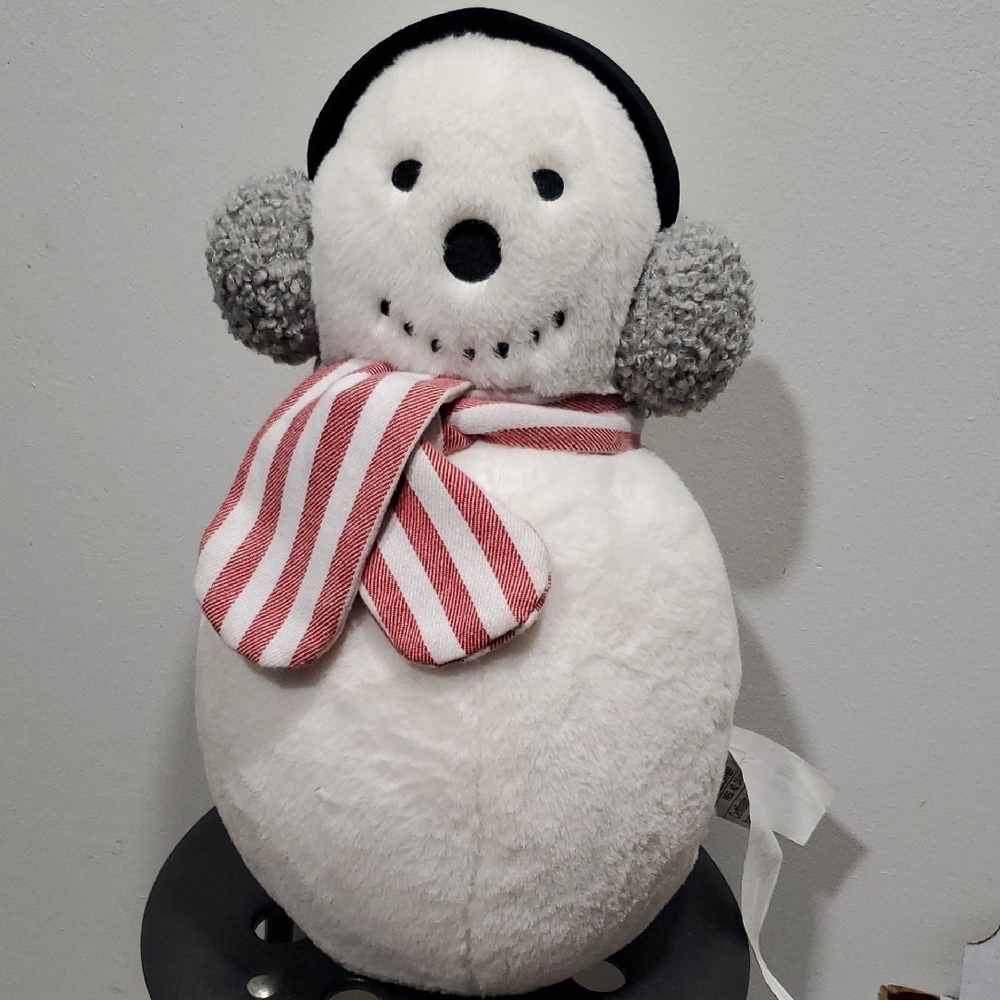 Charming Snowman Plush with Striped Scarf